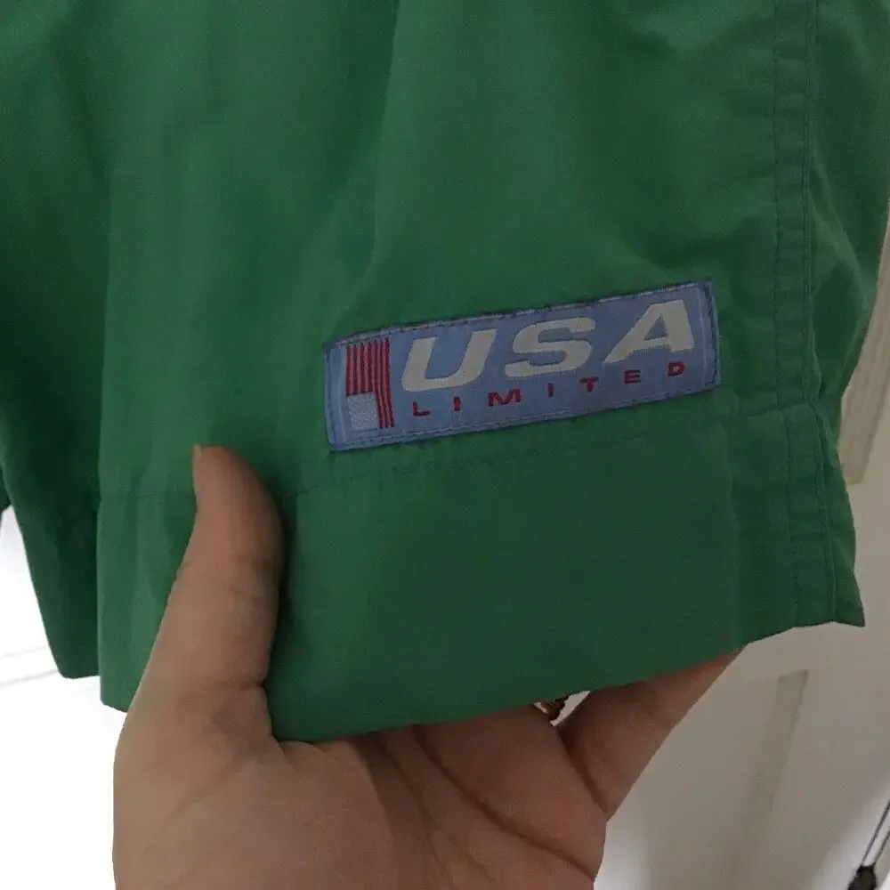 Vintage The Limited Nylon Green and Blue Adjustable Waist Shorts Large
